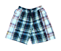 Image 1 of CHECK SHORTS - NAVY/ORANGE - SIZE M