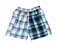 Image 2 of CHECK SHORTS - NAVY/ORANGE - SIZE M