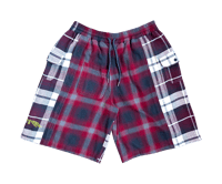 Image 1 of CHECK SHORTS - BURGUNDY - SIZE S