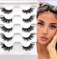 5 Pairs Half Lashes 16mm Natural Look Wispy Cat Eye Lashes 