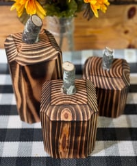 Image 3 of Rustic/torched wood pumpkins trio