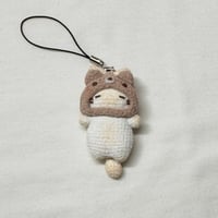 Image 1 of Loafy Cat in Bear Hat Keychain