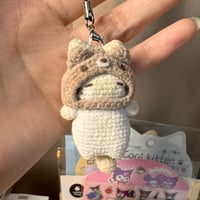 Image 3 of Loafy Cat in Bear Hat Keychain