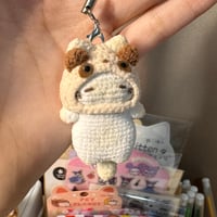 Image 3 of Loafy Cat in Panda Hat Keychain