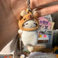 Image 3 of Loafy Cat in Capybara Hat Keychain