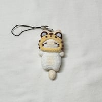 Image 1 of Loafy Cat in Tiger Hat Keychain