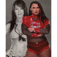 Autographed 8x10 - WWE Victoria Rumble Gear with Black & White Faded Photo