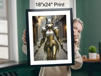 Image 4 of Humanoid Female Wolf Knight In Shining Armor Holding Sword - Prints And Canvas Wraps