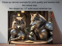 Image 2 of Humanoid Wolf Couple In Shining Armor At Tavern - Prints And Canvas Wraps