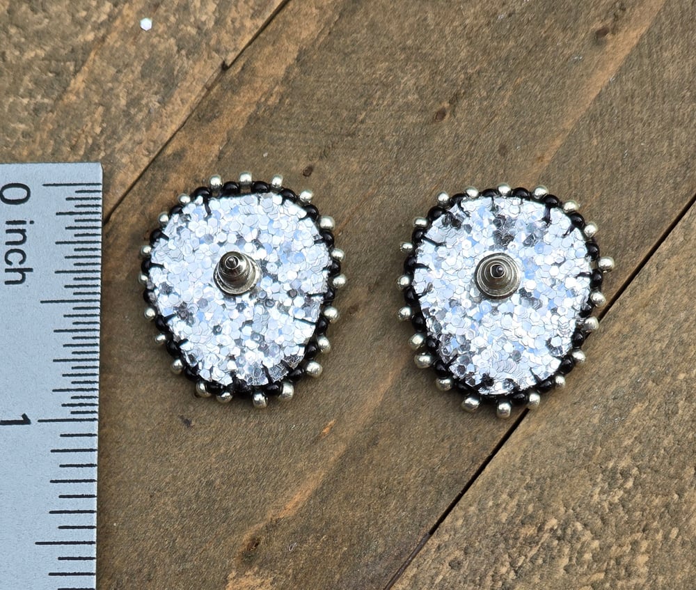 Image of Beaded Skull Stud Earrings 