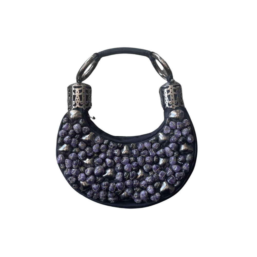 Image of CHLOE PURPLE STONE EVENING CLUTCH