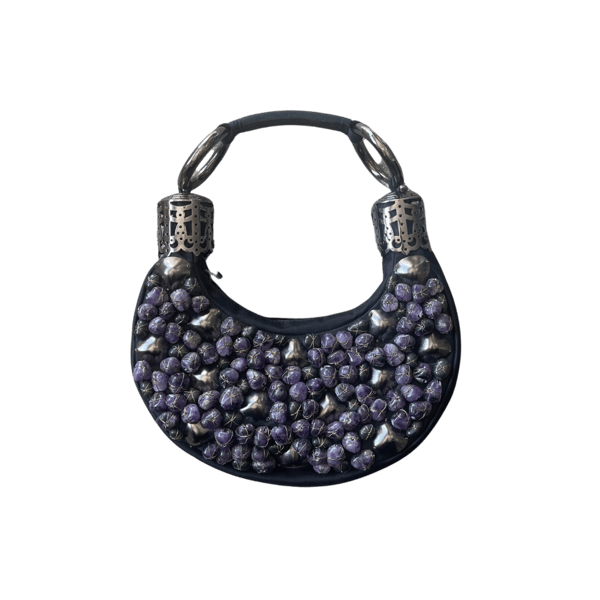 Image of CHLOE PURPLE STONE EVENING CLUTCH