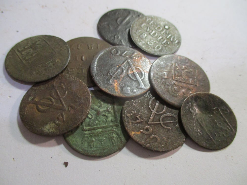 Shipwreck Sale: A Lot of THREE 18th-19th Century Recovered Dutch Coins--PRICE LOWERED!