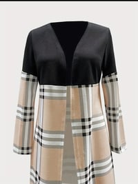 Image 3 of Stylish plaid Color Block longline Jacket 