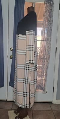 Image 4 of Stylish plaid Color Block longline Jacket 