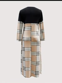 Image 5 of Stylish plaid Color Block longline Jacket 