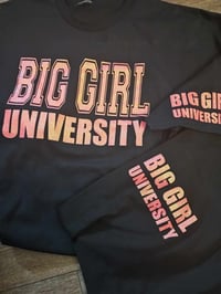 Image 2 of BIG GIRL UNIVERSITY PINK FIRE BLACK ON BLACK LEGGING SET