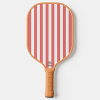 Image 3 of Custom Monogram Pickleball Paddle Cute Green & Pink Floral and Stripes