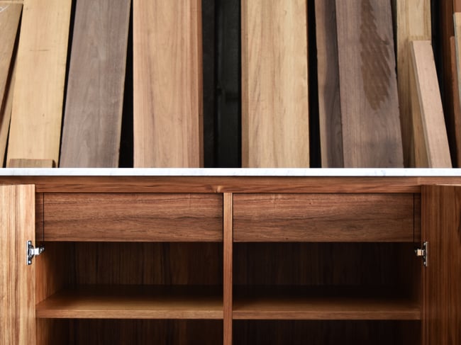 JEWELL SIDEBOARD IN TASMANIAN BLACKWOOD AND NERO MARBLE