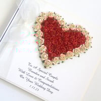 Image 1 of Customisable Wedding Card. Bespoke Luxury Wedding Card. Red Cream.