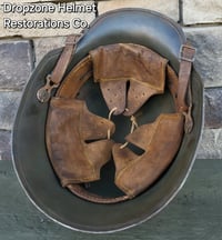 Image 11 of Replica WWI German M-1916 Helmet & Leather Liner. Camouflage Pattern. Freikorps.