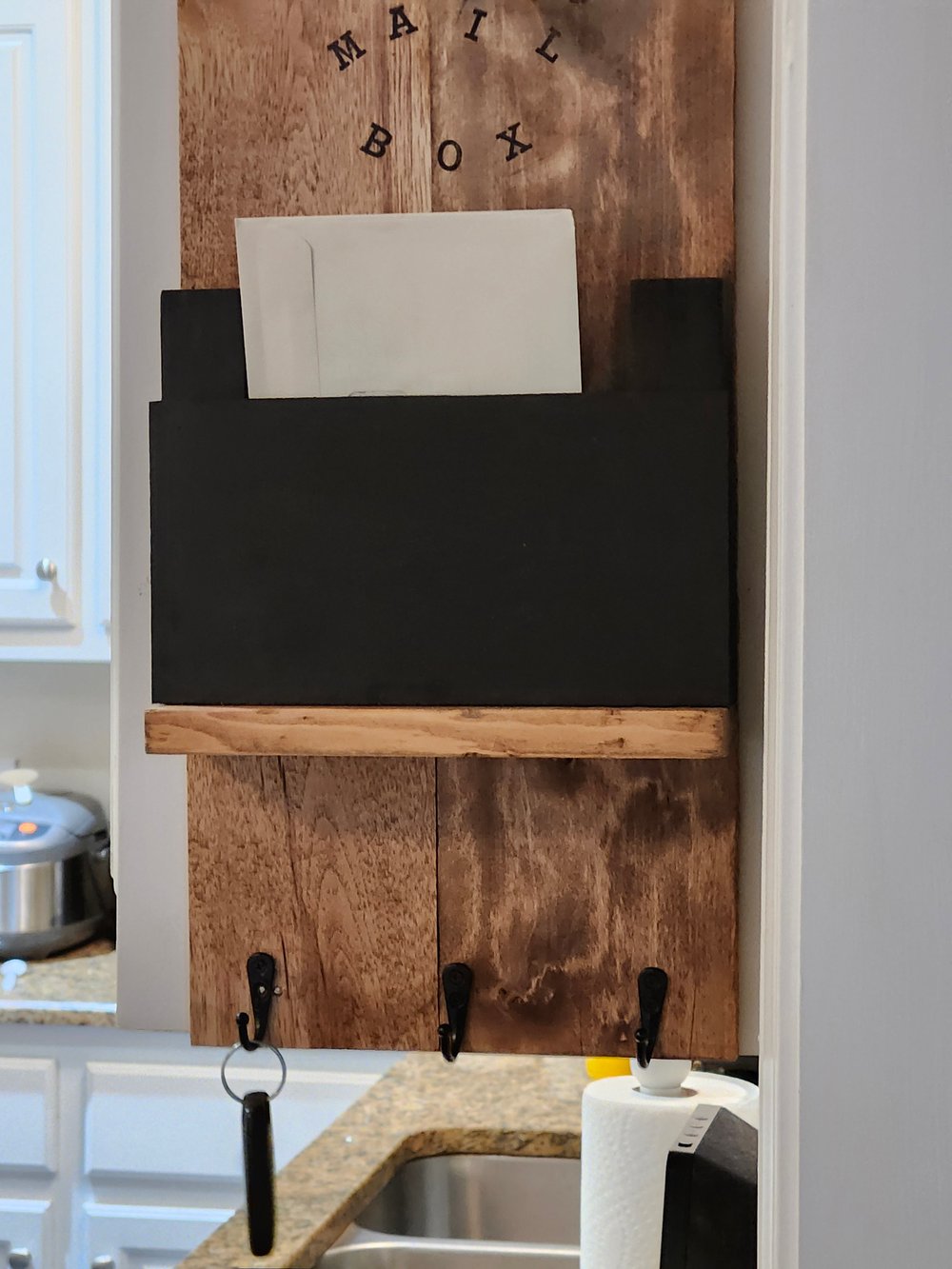 Rustic Wooden Mailbox with Message board