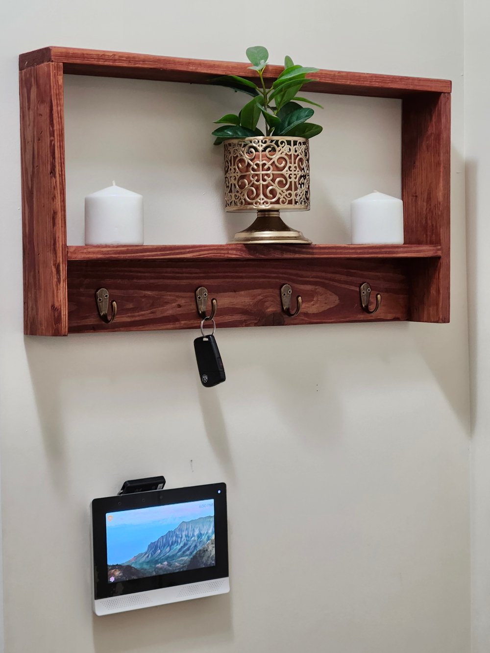 WALL SHELF WITH HOOKS
