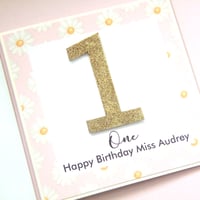 Image 2 of Daisy Birthday Card. Personalised Birthday Card. Daisies