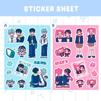 Image 1 of Ivantill and Mizisua School AU Sticker Sheets