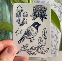 bird & nature linoprint - vinyl sticker sheet