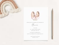 Image 2 of Little Shoes Christening Invitations - Set of 10 - Pink 