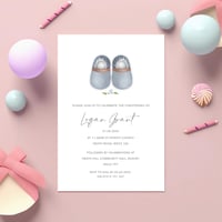 Little Blue Christening Shoes - Set of 10 Invitations 