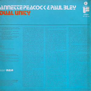 Annette Peacock & Paul Bley ‎– Dual Unity ( Freedom ‎– FLP 40 109 - France - 1972)