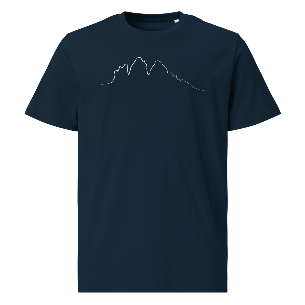 Tre Cime di Lavaredo PULSE T-shirt in Cotone Organico Unisex Blu Navy / white