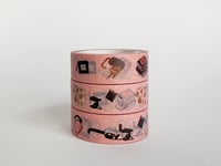 Image 1 of Pink Cats & Books Washi Tape