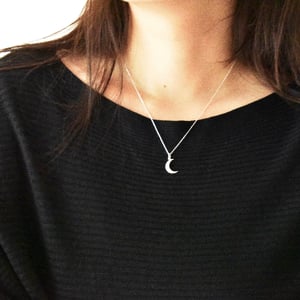 Image of Crescent Moon 950 silver solid framed necklace