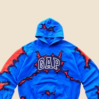 Image 3 of REWORKED GAP BLUE CRACKED HOODIE SIZE XL 