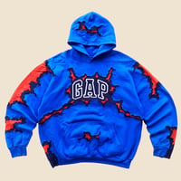 Image 1 of REWORKED GAP BLUE CRACKED HOODIE SIZE XL 