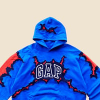 Image 5 of REWORKED GAP BLUE CRACKED HOODIE SIZE XL 