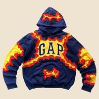 Image 1 of REWORKED GAP CRACKED NAVY HOODIE SIZE LARGE