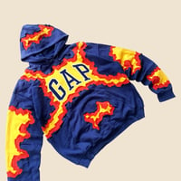 Image 2 of REWORKED GAP CRACKED NAVY HOODIE SIZE LARGE