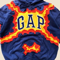 Image 3 of REWORKED GAP CRACKED NAVY HOODIE SIZE LARGE