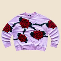 Image 1 of REWORKED NIKE ROSES SOFT PINK SWEATSHIRT SIZE M BOXY