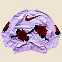 Image 2 of REWORKED NIKE ROSES SOFT PINK SWEATSHIRT SIZE M BOXY