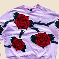 Image 4 of REWORKED NIKE ROSES SOFT PINK SWEATSHIRT SIZE M BOXY