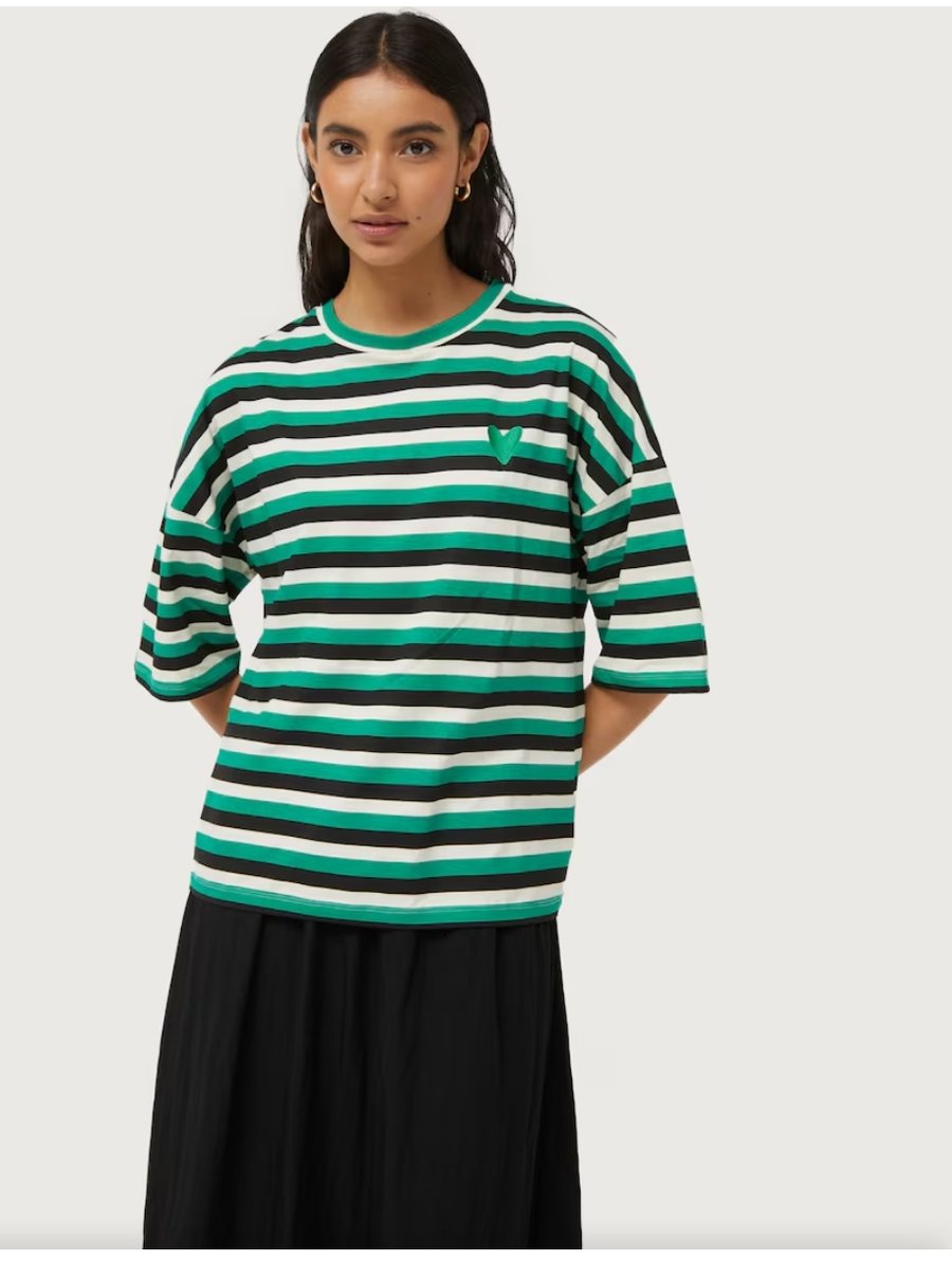 Image of 1-Camiseta rayas verde y negra