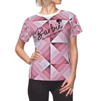 Image 2 of Barbie Girl Living In A Barbie World Short Sleeve T-shirt (Pink-Geometric)