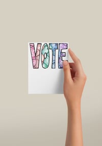 Image 1 of Postcards to Voters 1/2 Rainbow Paisely "VOTE"