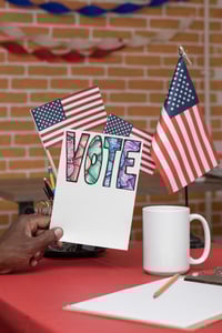 Image 5 of Postcards to Voters 1/2 Rainbow Paisely "VOTE"