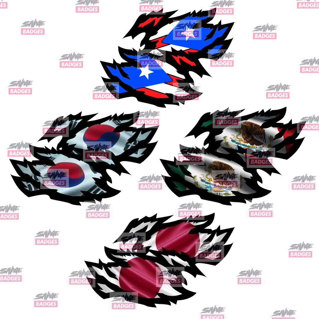 Image of 3D Shredded Flag Fender Set (Country Options Available)